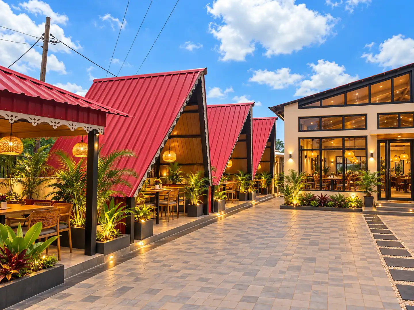 Café Courtyard & Red Pavilions